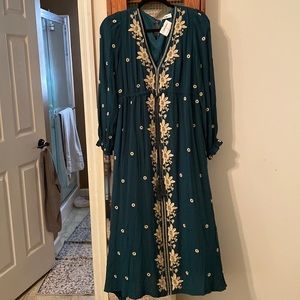 Brand NEW emerald maxi dress with embroidered detail